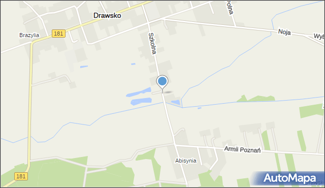 Drawsko, Szkolna, mapa Drawsko