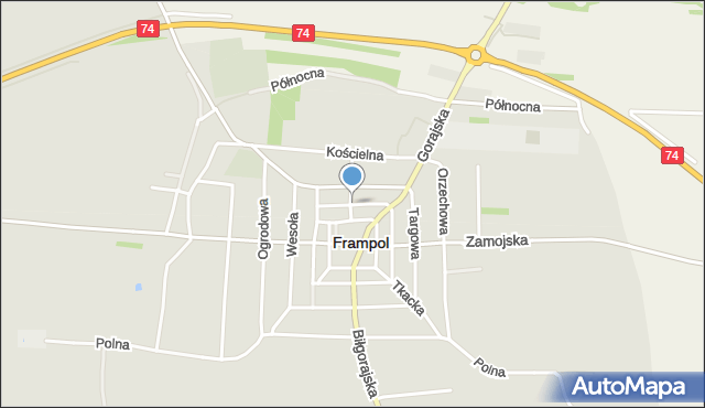 Frampol powiat biłgorajski, Szkolna, mapa Frampol powiat biłgorajski