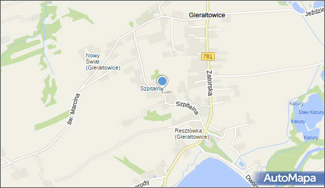 Gierałtowice gmina Wieprz, Szpitalna, mapa Gierałtowice gmina Wieprz