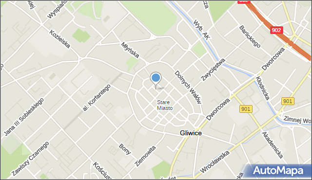 Gliwice, Szkolna, mapa Gliwic