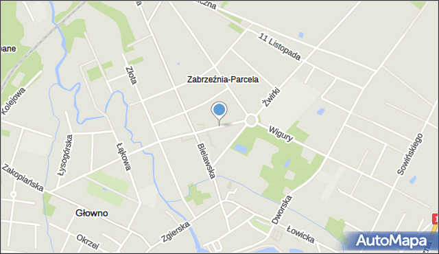 Głowno, Szkolna, mapa Głowno