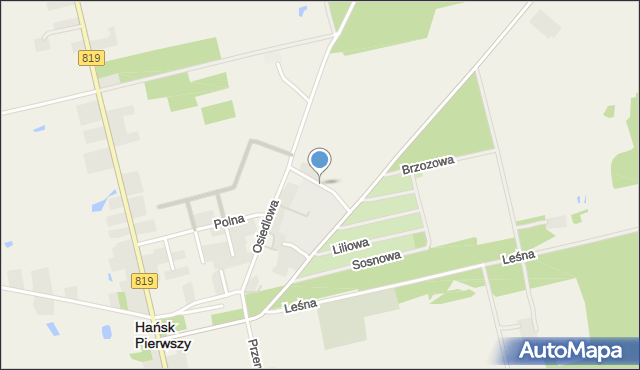 Hańsk Pierwszy, Szkolna, mapa Hańsk Pierwszy