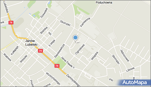 Janów Lubelski, Szkolna, mapa Janów Lubelski