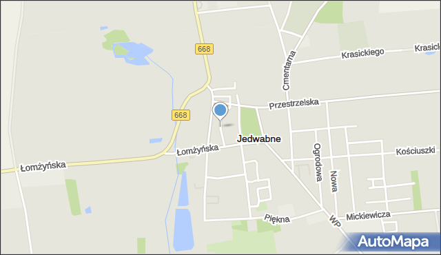 Jedwabne, Szkolna, mapa Jedwabne