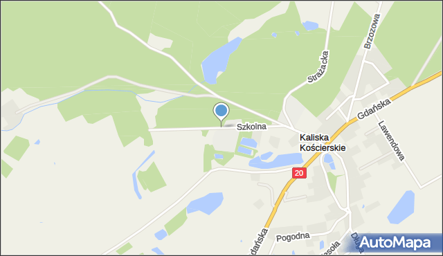Kaliska Kościerskie, Szkolna, mapa Kaliska Kościerskie