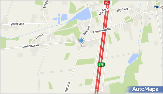 Kamieńskie Młyny, Szkolna, mapa Kamieńskie Młyny
