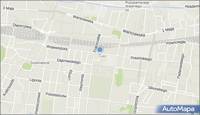 Katowice, Szafranka Józefa, ks., mapa Katowic