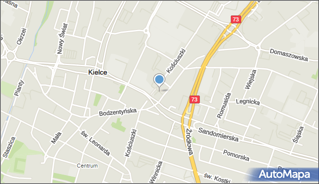 Kielce, Szpitalna, mapa Kielc