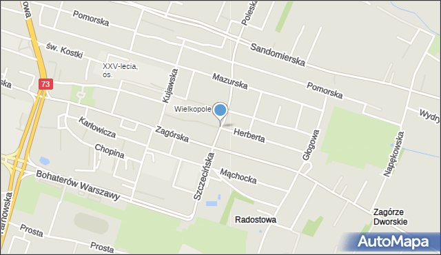 Kielce, Szczecińska, mapa Kielc