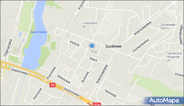 Kielce, Szydłówek Dolny, mapa Kielc