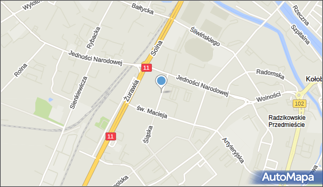 Kołobrzeg, Szarych Szeregów, mapa Kołobrzegu