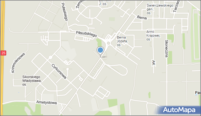 Konin, Szpitalna, mapa Konina