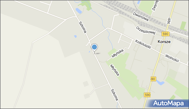 Korsze, Szkolna, mapa Korsze