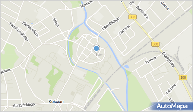 Kościan, Szpitalna, mapa Kościan