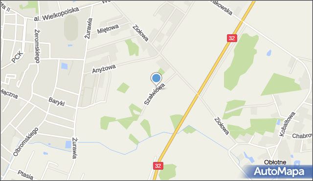 Krężoły gmina Sulechów, Szałwiowa, mapa Krężoły gmina Sulechów