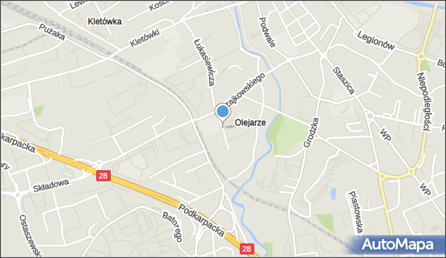 Krosno, Szpetnara Stanisława, ks., mapa Krosna