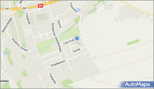 Łańcut, Szpunara Ignacego, płk., mapa Łańcut