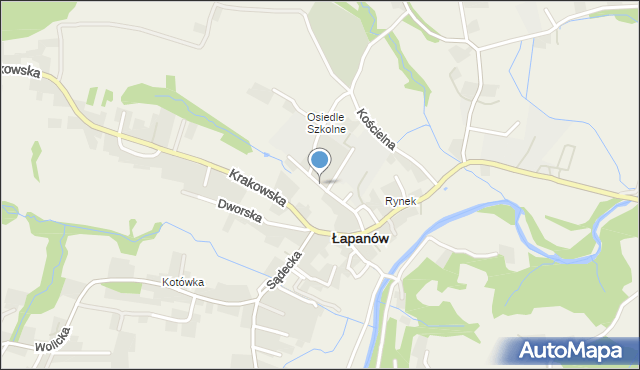 Łapanów, Szkolna, mapa Łapanów