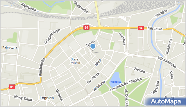 Legnica, Szpitalna, mapa Legnicy