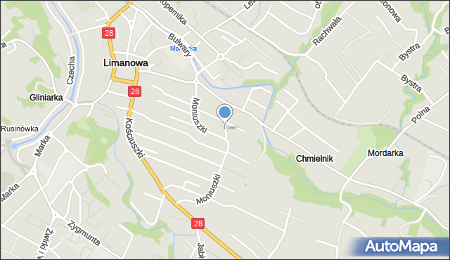 Limanowa, Szopena, mapa Limanowa