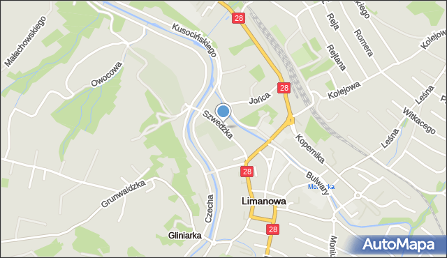 Limanowa, Szwedzka, mapa Limanowa