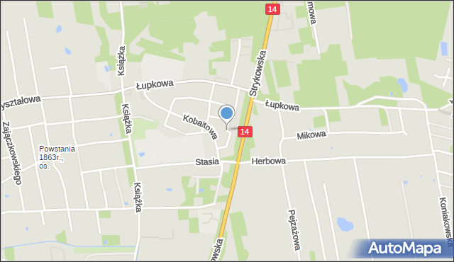 Łódź, Szafirowa, mapa Łodzi