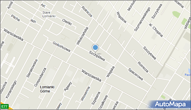Łomianki, Szczęśliwa, mapa Łomianki
