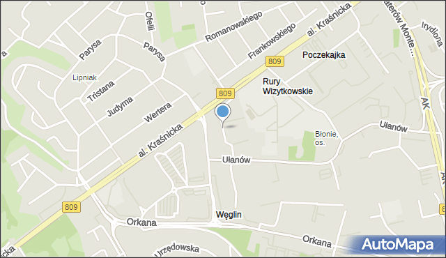 Lublin, Szwoleżerów, mapa Lublina