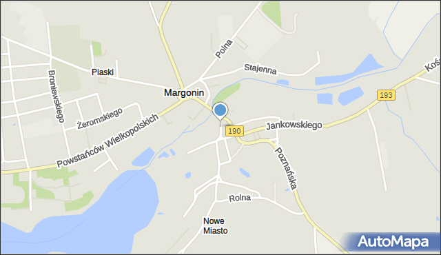 Margonin, Szpitalna, mapa Margonin