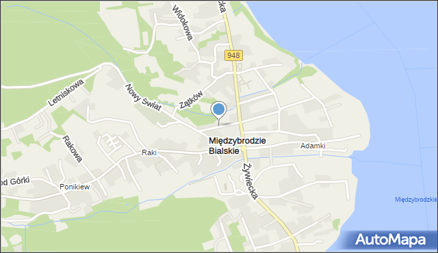 Międzybrodzie Bialskie, Szkolna, mapa Międzybrodzie Bialskie