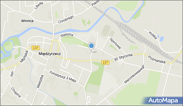 Międzyrzecz, Szkolna, mapa Międzyrzecz