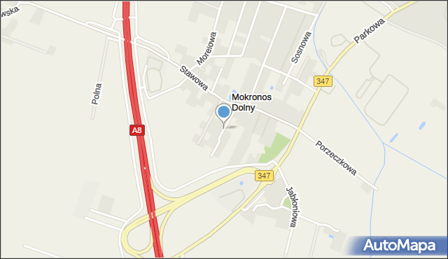 Mokronos Dolny, Szczęśliwa, mapa Mokronos Dolny