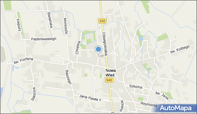 Nowa Wieś gmina Kęty, Szymanowskiego Karola, mapa Nowa Wieś gmina Kęty