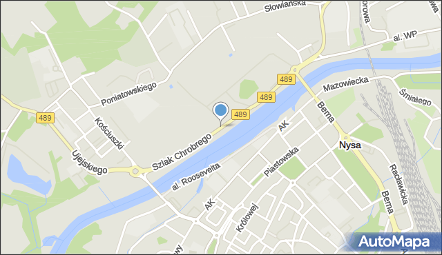 Nysa, Szlak Bolesława Chrobrego, mapa Nysy