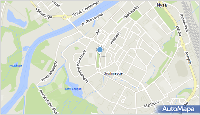 Nysa, Szopena Fryderyka, mapa Nysy