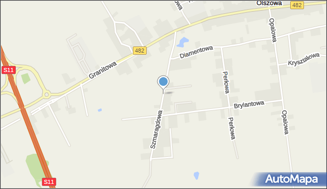 Olszowa gmina Kępno, Szmaragdowa, mapa Olszowa gmina Kępno