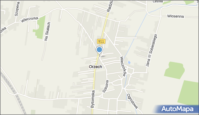 Orzech, Szkolna, mapa Orzech