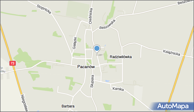 Pacanów powiat buski, Szkolna, mapa Pacanów powiat buski