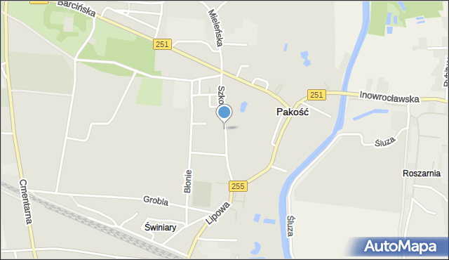 Pakość powiat inowrocławski, Szkolna, mapa Pakość powiat inowrocławski