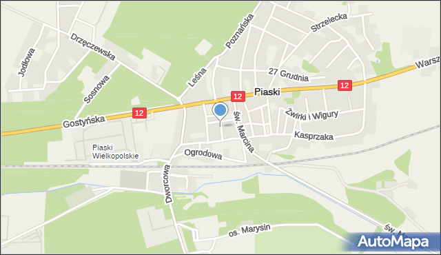 Piaski powiat gostyński, Szkolna, mapa Piaski powiat gostyński