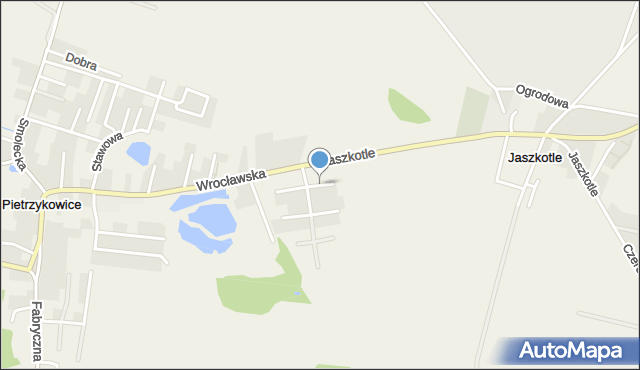 Pietrzykowice gmina Kąty Wrocławskie, Szmaragdowa, mapa Pietrzykowice gmina Kąty Wrocławskie