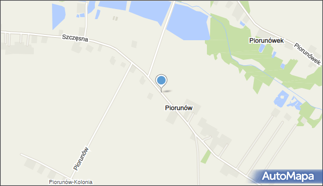 Piorunów gmina Wodzierady, Szczęsna, mapa Piorunów gmina Wodzierady