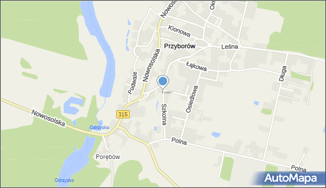 Przyborów gmina Nowa Sól, Szkolna, mapa Przyborów gmina Nowa Sól
