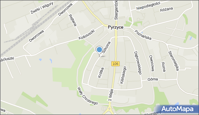 Pyrzyce, Szkolna, mapa Pyrzyce