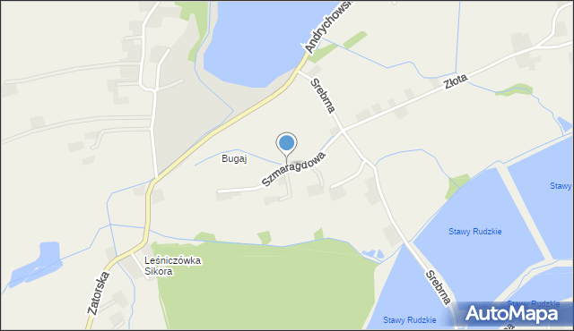 Rudze, Szmaragdowa, mapa Rudze