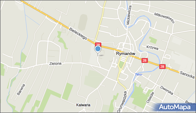 Rymanów, Szkolna, mapa Rymanów