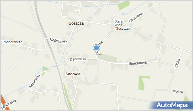 Sadowie gmina Kocmyrzów-Luborzyca, Szkolna, mapa Sadowie gmina Kocmyrzów-Luborzyca