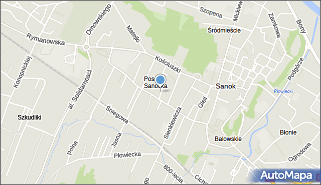 Sanok, Szkolna, mapa Sanok