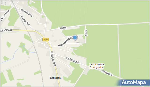 Solarnia gmina Bierawa, Szeli, mapa Solarnia gmina Bierawa