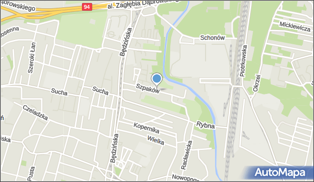 Sosnowiec, Szpaków, mapa Sosnowca